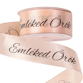   "Emléked Örök" feliratos szatén gyász szalag 30mm x 20m - Pezsgő