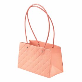   10db. dombornyomott virág-ajándék táska 22(h) x 10.5(sz) x 13.5(m) cm - Púder rózsaszín 