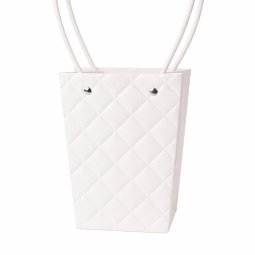 10db. dombornyomott virág-ajándék táska 13(h) x 9.5(sz) x 15.5(m) cm - Fehér