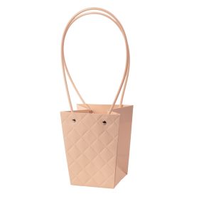   10db. dombornyomott virág-ajándék táska 13(h) x 9.5(sz) x 15.5(m) cm - Sötét púder