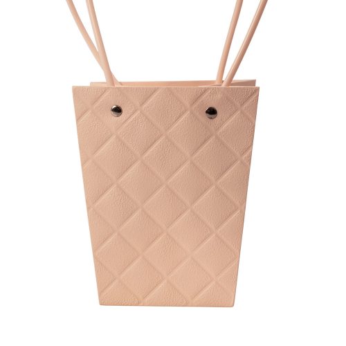 10db. dombornyomott virág-ajándék táska 13(h) x 9.5(sz) x 15.5(m) cm - Sötét púder