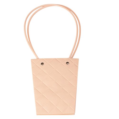 10db. dombornyomott virág-ajándék táska 13(h) x 9.5(sz) x 15.5(m) cm - Sötét púder