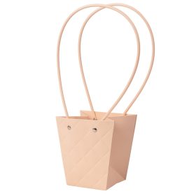   10db. dombornyomott virág-ajándék táska 12(h) x 8(sz) x 12.5(m) cm - Sötét púder