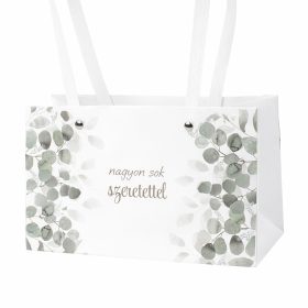   10db. "nagyon sok szeretettel" feliratos virág táska 22(h) x 10.5(sz) x 13.5(m) cm