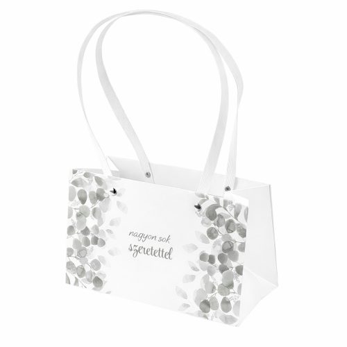 10db. "nagyon sok szeretettel" feliratos virág táska 22(h) x 10.5(sz) x 13.5(m) cm