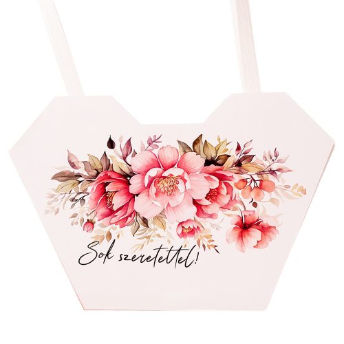 10db."Sok szeretettel!" feliratos virág táska 23.5(h) x 12.5(sz) x 35(m) cm