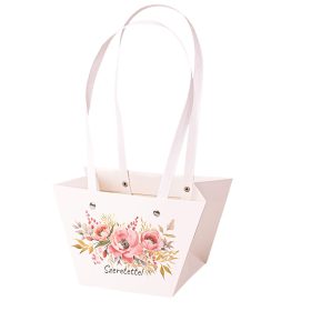   10db."Szeretettel" feliratos virág táska 20(h) x 12(sz) x 12(m) cm