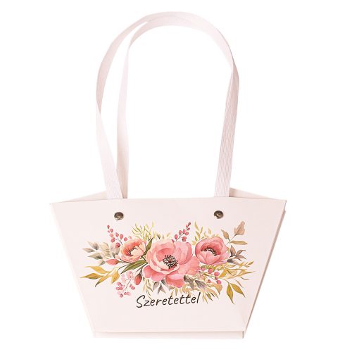 10db."Szeretettel" feliratos virág táska 20(h) x 12(sz) x 12(m) cm