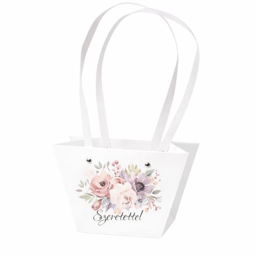 10db."Szeretettel" feliratos virág táska 20(h) x 12(sz) x 12(m) cm 