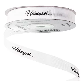   "Hiányzol…" feliratos ripsz szalag 12mm x 20m - Fehér