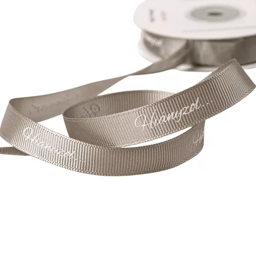 "Hiányzol…" feliratos ripsz szalag 12mm x 20m - Szürke