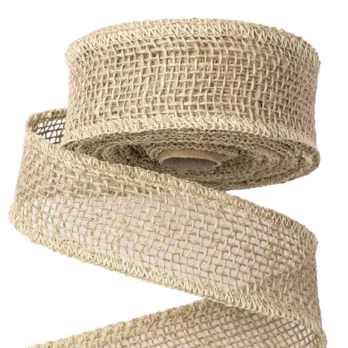 Natúr juta szalag varrott szegéllyel 5cm x 9m