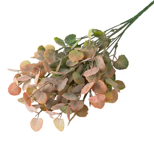Eukaliptusz csokor, 7 ágú, 34cm magas - Zöld / Narancs