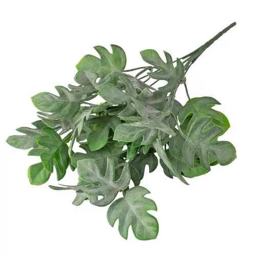 Monstera műnövény csokor  5 ágú, 35 cm magas - Sötétzöld