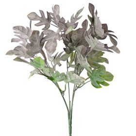   Monstera műnövény csokor  5 ágú, 35 cm magas - Zöld / Lila