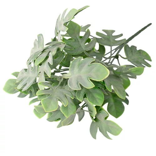 Monstera műnövény csokor  5 ágú, 35 cm magas - Világoszöld