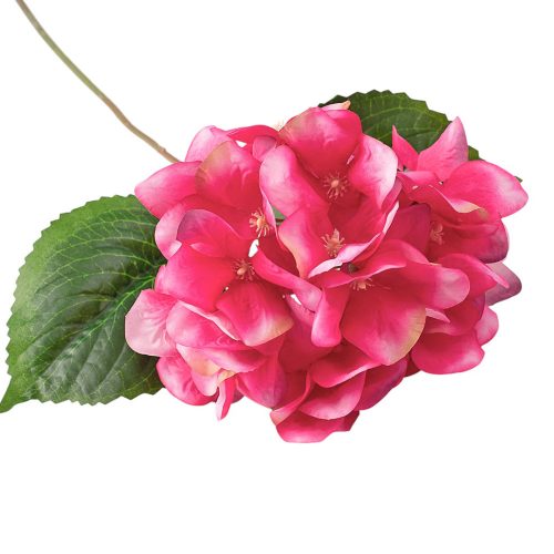 Hortenzia selyemvirág szál, 60cm magas - Fehér / Ciklámen