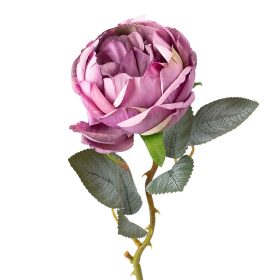 Bazsarózsa selyemvirág szál, 51cm magas - Lila