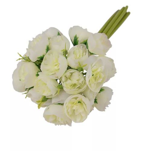 Boglárka selyemvirág köteg, 24 fejes, 28cm magas - Ekrü