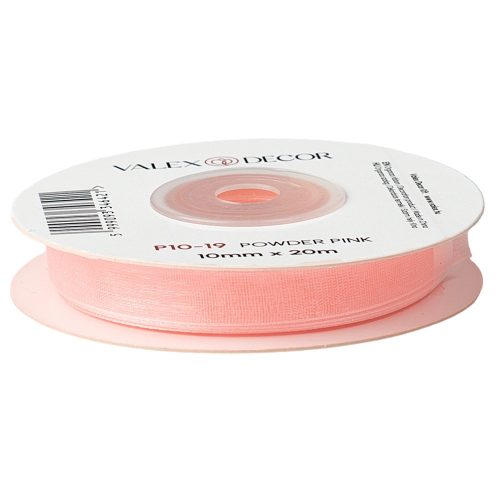 Organza szalag 10mm x 20m - Púder rózsaszín