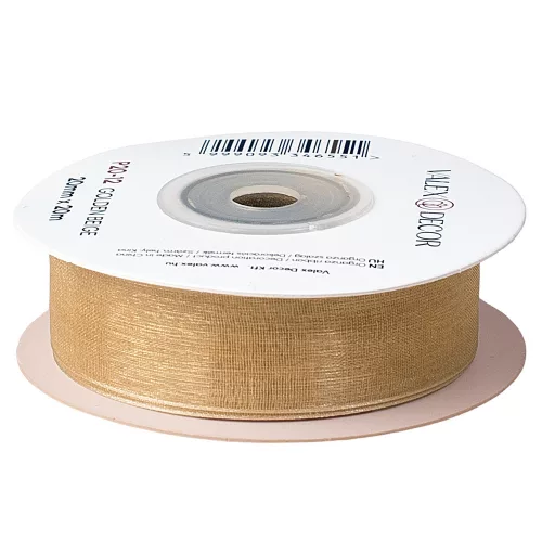 Organza szalag 20mm x 20m - Bézses arany