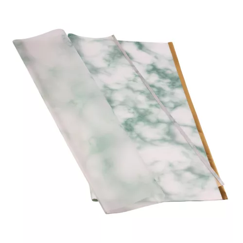 Aranyszegélyes, márványmintás fólia ív 57 x 57cm, 20db - Pasztell zöld