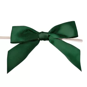   Szatén szalag masni, kb. 9 x 7cm, burkolt rögzítő dróttal a hátulján, 10db. - Sötétzöld