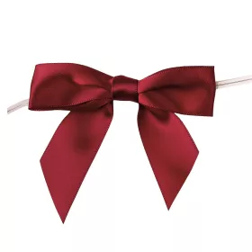   Szatén szalag masni, kb. 9 x 7cm, burkolt rögzítő dróttal a hátulján, 10db. - Bordó