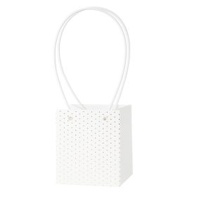   10db. dombornyomott virág-ajándék táska 11.5(h) x 11.5(sz) x 13(m) cm - Fehér