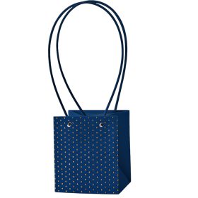   10db. dombornyomott virág-ajándék táska 11.5(h) x 11.5(sz) x 13(m) cm - Tengerészkék