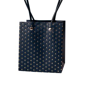   10db. dombornyomott virág-ajándék táska 11.5(h) x 11.5(sz) x 13(m) cm - Tengerészkék