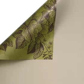   Vintage virágmintás fólia ív 55 x 55cm, 20db - Olivazöld