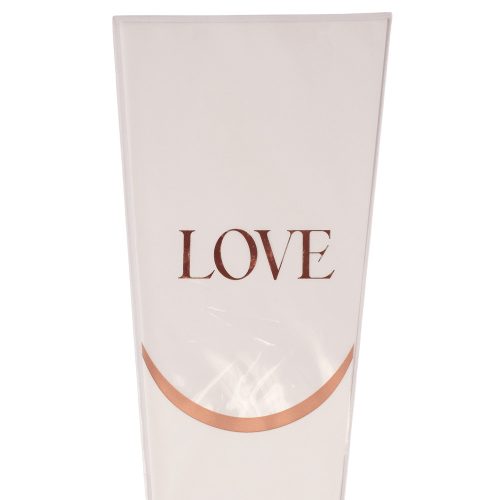 "Love" feliratos virágtasak 12.5cm x 4cm x 45cm, 20db - Fehér