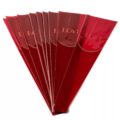 "Love" feliratos virágtasak 12.5cm x 4cm x 45cm, 20db - Bordó
