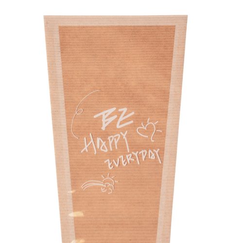 "BE HAPPY EVERYDAY" feliratos virágtasak, fehér kerettel, 12.5cm x 4cm x 40cm, 30db - Natúr 