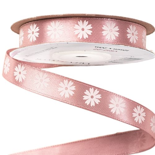 Floral satin ribbon 12mm x 20m - Mallow